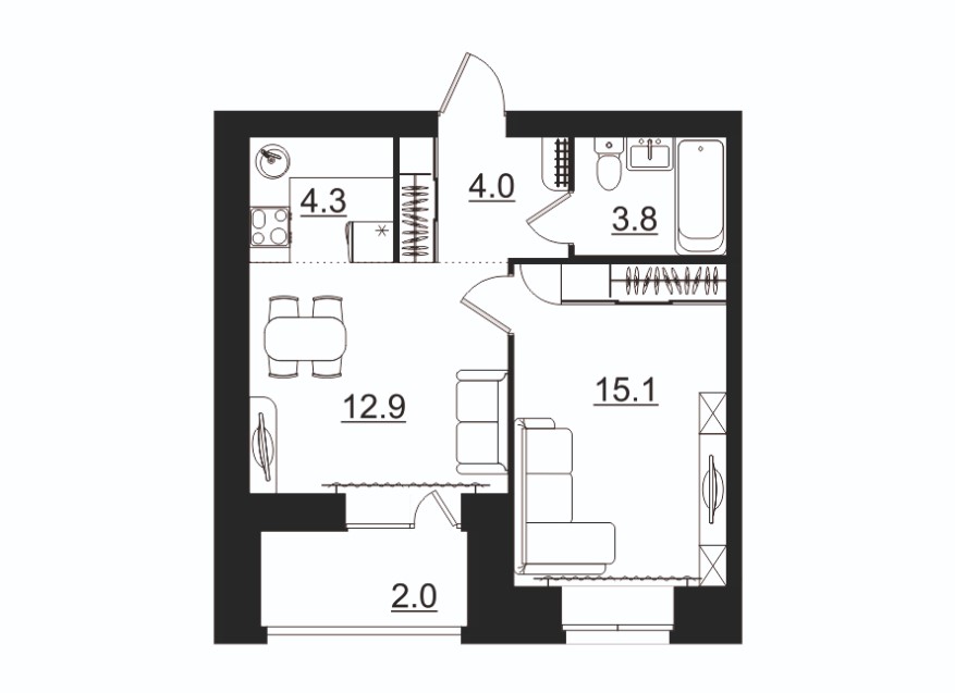 планировка квартиры 42 м2